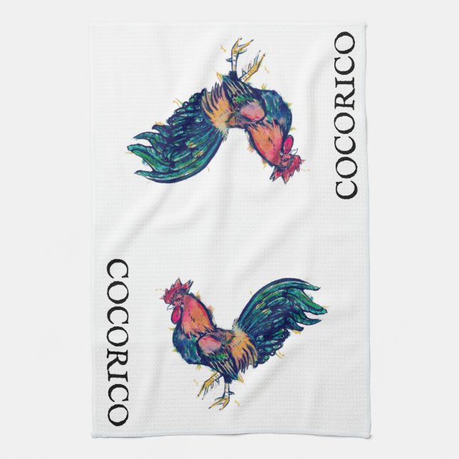 COCORICO Red Rooster Kitchen Towel (Vertical)