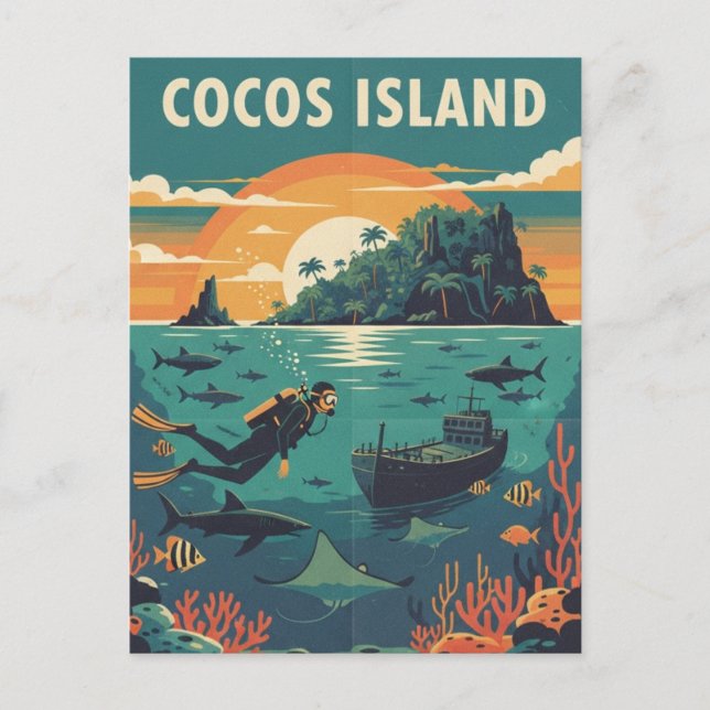 Cocos Island Scuba Diver Postcard (Front)