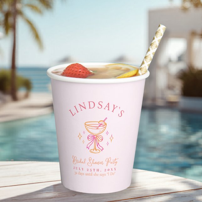 Coctail Bridal Shower Pink Paper Cups (Coctail Bridal Shower Pink Paper Cups)