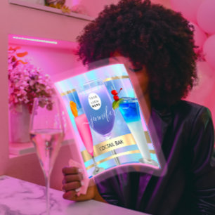 Coctail Pub Wine Restaurant BARIST Logo HOLOGRAPH Square Business Card