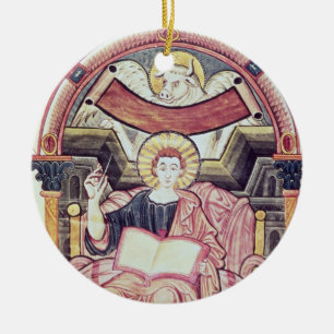 Cod 22. f.85v St. Luke the Evangelist, from Treves Ceramic Tree Decoration