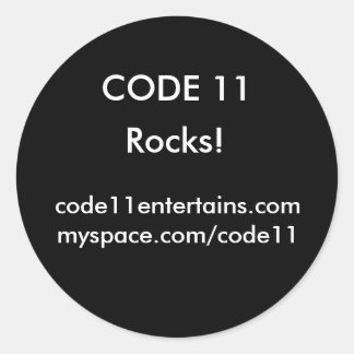 CODE 11 blk/wht round stickers