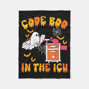Code Boo In The Icu Ghost Nurse Halloween Soky Sea Fleece Blanket