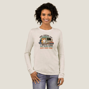 Code Coffee Cat Programmer Humour Illustration Tri-Blend Shirt