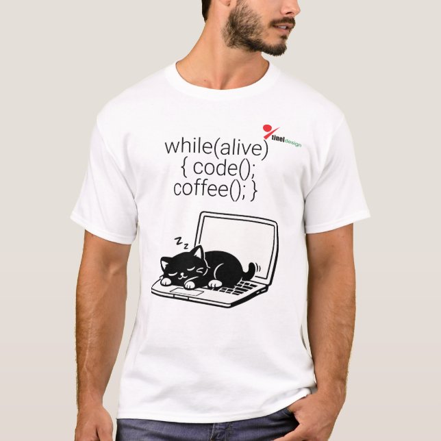 Code Coffee Repeat Cat T-Shirt (Front)