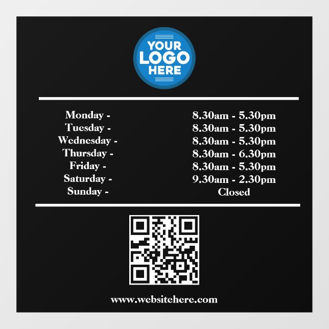 Code Custom Business Logo Opening Hours With QR (Sheet)