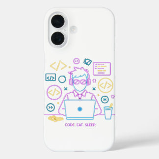 Code. Eat. Sleep. iPhone 16 Case