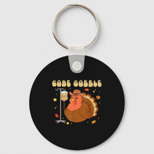 Code Gobble Funny Thanksgiving Nurse Rn Cna Medica Key Ring