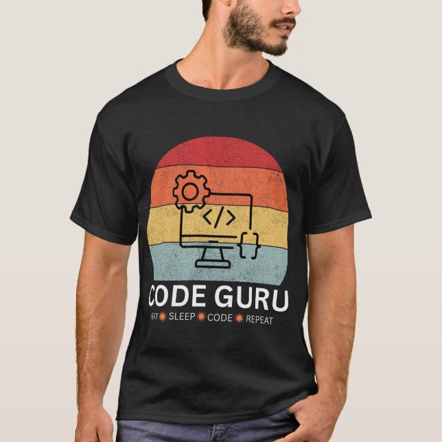 Code Guru - Eat, Sleep, Code, Repeat T-Shirt (Front)