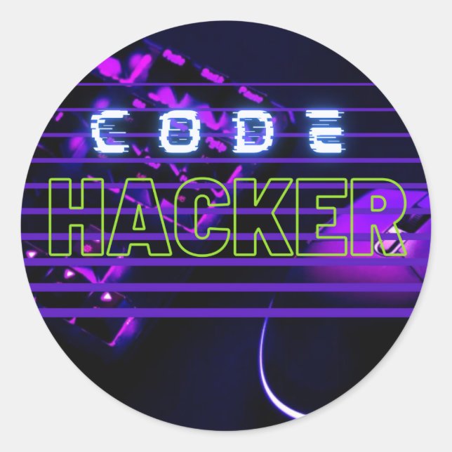 code hacker classic round sticker (Front)