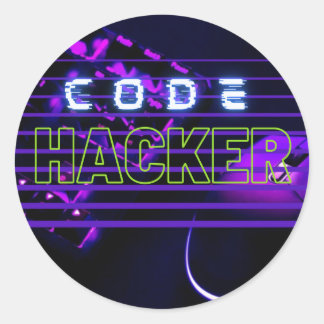 code hacker classic round sticker