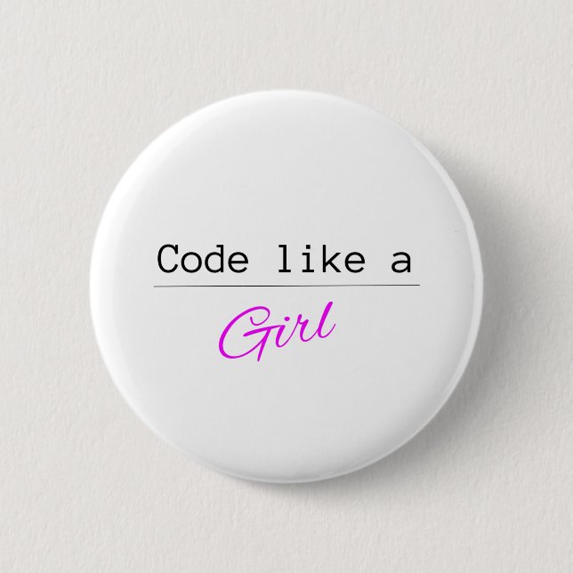 Code like a GIRL 6 Cm Round Badge (Front)