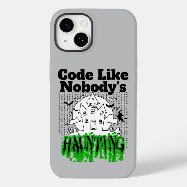 Code like nobody's haunting.w Grey BG Case-Mate iPhone Case (Back)