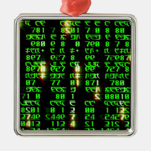 Code matrix metal tree decoration