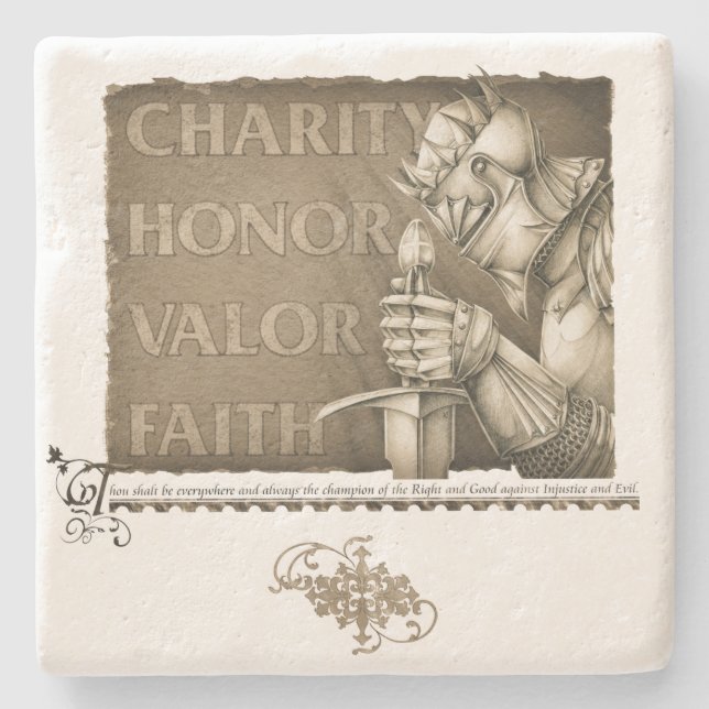 Code of Chivalry Stone Coaster (Front)