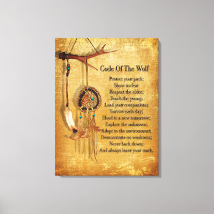Code of the Wolf dreamcatcher Canvas Print