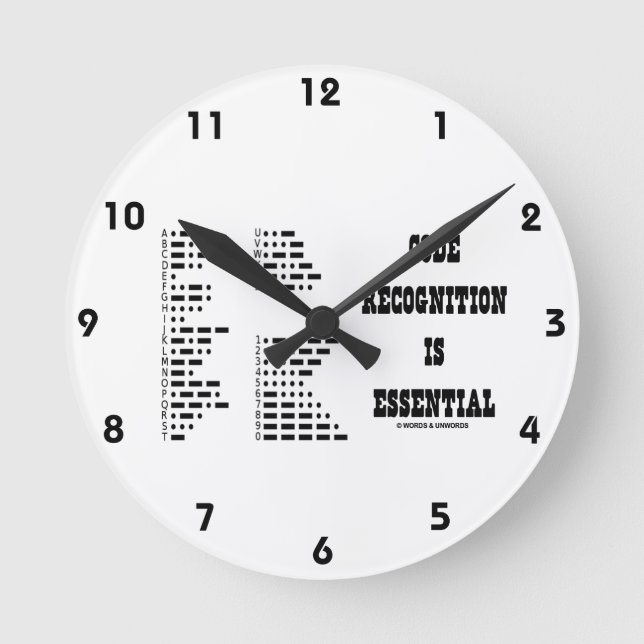 Code Recognition Is Essential Morse Code Round Clock (Front)