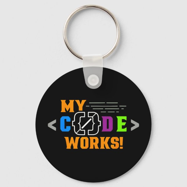 Code works funny programmer coding softwareCode wo Key Ring (Front)