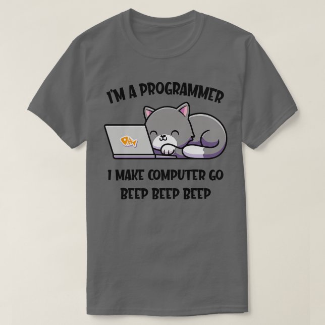 Coder Cat Programmer Funny Computer Scientist T-Shirt (Design Front)
