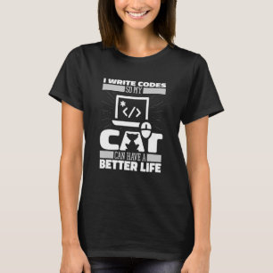 Coder Cat Software Engineer Developer Coding   Pro T-Shirt