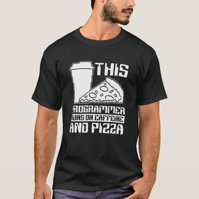 Coder Coding Programming Software Engineer Pizza P T-Shirt (Front)