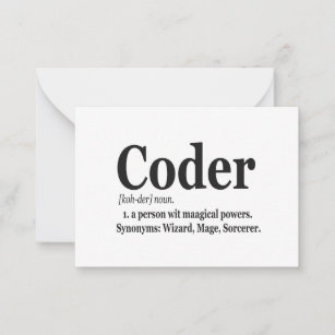 Coder Definition Funny Cute Computer Nerd Gift Card