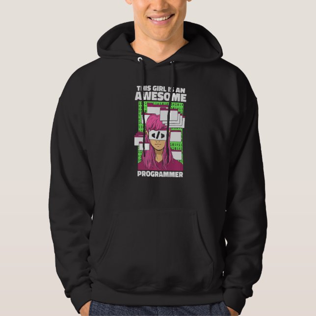 Coder Girl Coding Developer Programming Software P Hoodie (Front)
