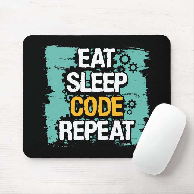Coder Life: Eat, Sleep, Code Repeat Mouse Pad (With Mouse)