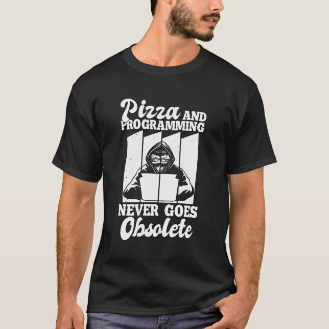 Coder Software Engineer Coding Programming Pizza P T-Shirt (Front)
