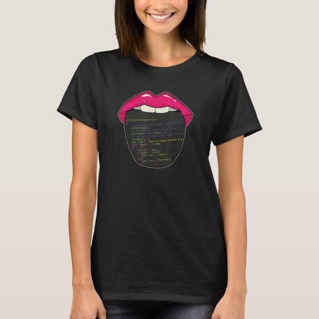 Coder Tongue  Programming Coding Developer Program T-Shirt (Front)