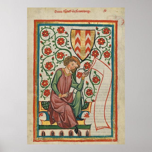 Codex Manesse Graf Rudolf von Neuenburg Poster (Front)