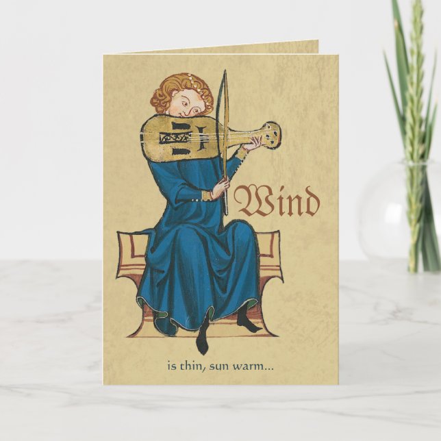 Codex Manesse Reinmar the Fiddler CC0716 Birthday Card (Front)