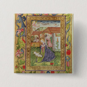 Codex Ser Nov 2599 f. 39v The Birth of Christ 15 Cm Square Badge