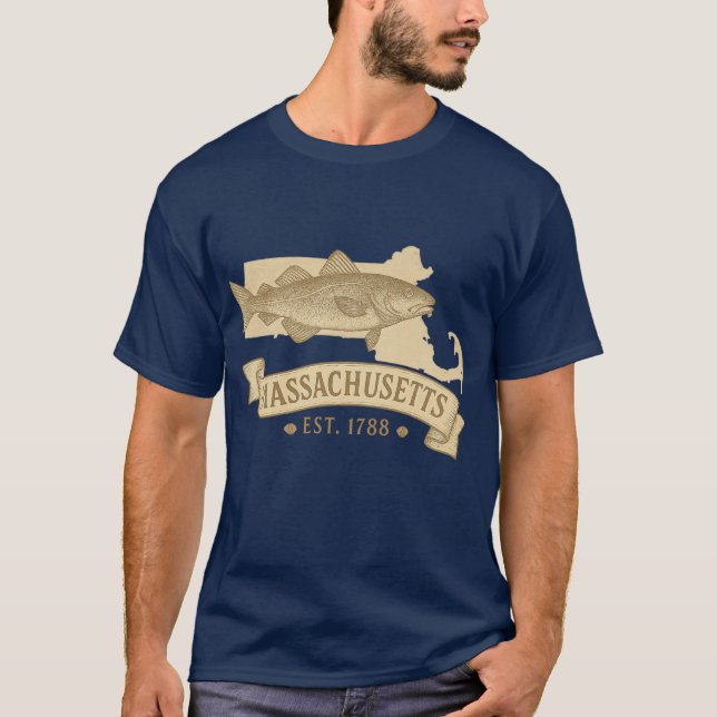Codfish Est. Massachusetts Vintage Men's T-Shirt (Front)
