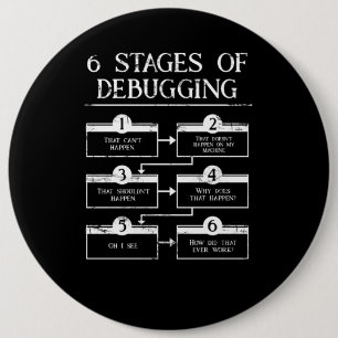 Coding 6 Stages Of Debugging Computer Programming 6 Cm Round Badge