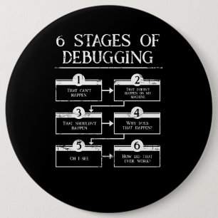 Coding 6 Stages Of Debugging Computer Programming Cm Round Badge