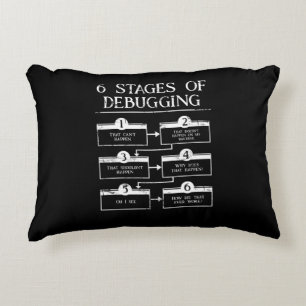Coding 6 Stages Of Debugging Computer Programming Decorative Cushion