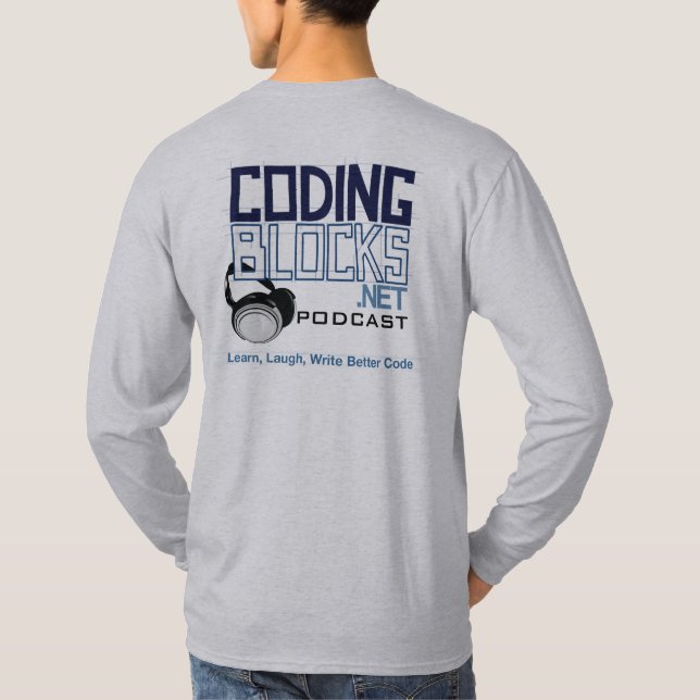 Coding Blocks Podcast Mascot with Headphones T-Shirt (Back)