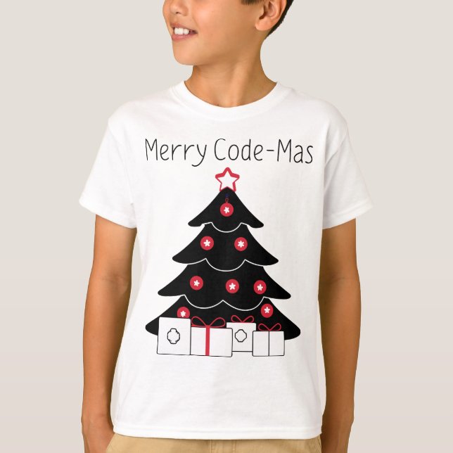 Coding Christmas Tree Merry Code-mas Shirt (Front)