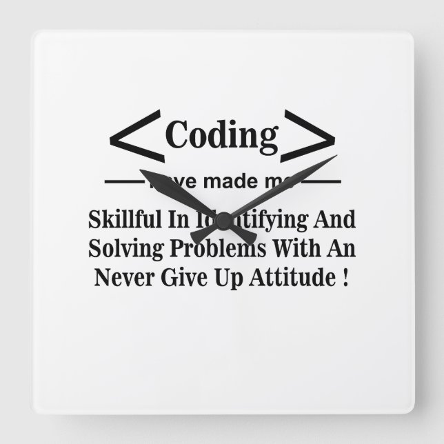 Coding Coder Developer Programmer Coding Square Wall Clock (Front)