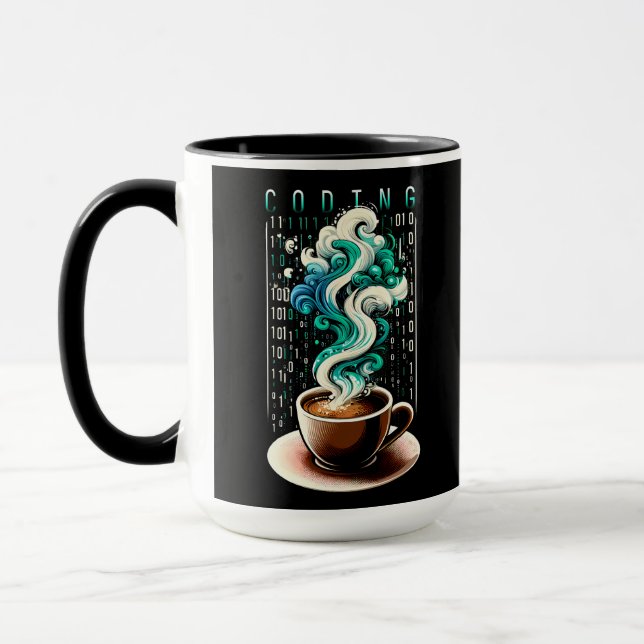 Coding & Coffee: Tech Enthusiast's Dream Art Mug (Left)