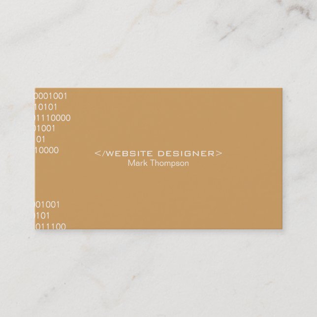 Coding Deep Tan Background Business Card (Front)