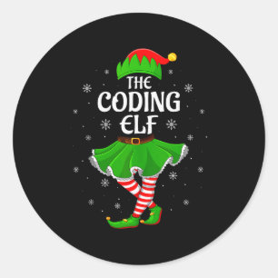 Coding Elf Christmas Family Girls Women Elf Squad  Classic Round Sticker