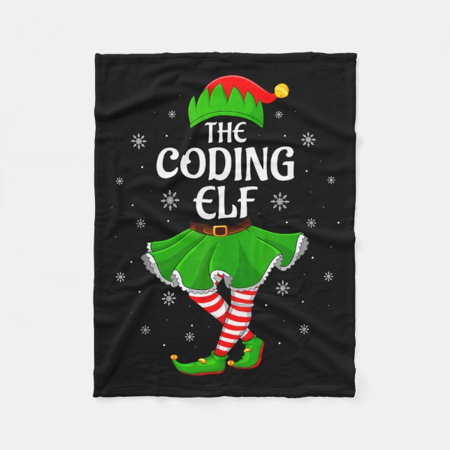 Coding Elf Christmas Family Girls Women Elf Squad  Fleece Blanket (Front)