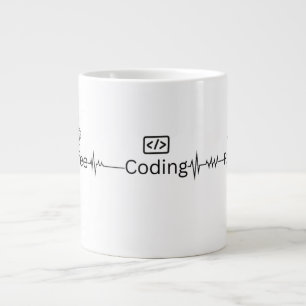 'Coding Heartbeat' Programmer Jumbo Mug