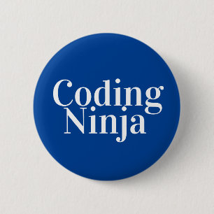 Coding Ninja Blue White  6 Cm Round Badge