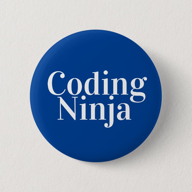Coding Ninja Blue White  6 Cm Round Badge (Front)