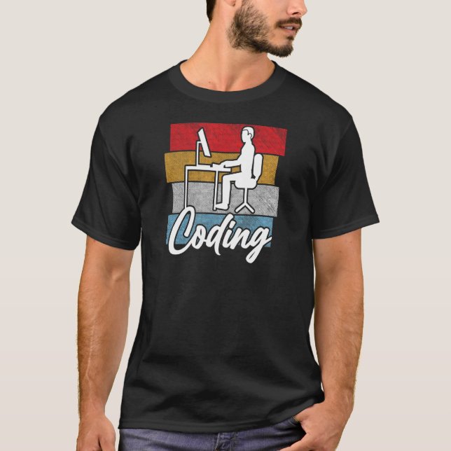 Coding Retro Vintage  Programmer Developer Compute T-Shirt (Front)