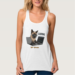 Coding Siamese Cat Cartoon Singlet