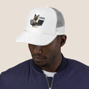 Coding Siamese Cat Cartoon Trucker Hat